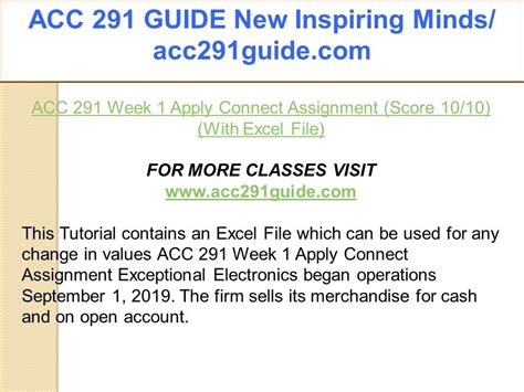 ACC 291 GUIDE New Inspiring Minds/ acc291guide.com. - ppt download