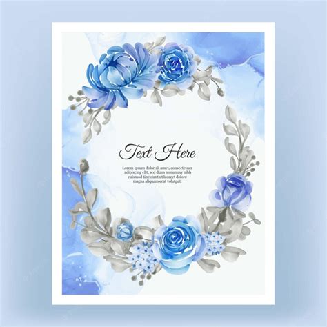 Premium Vector Watercolor Floral Frame Wreath Of Flower Blue