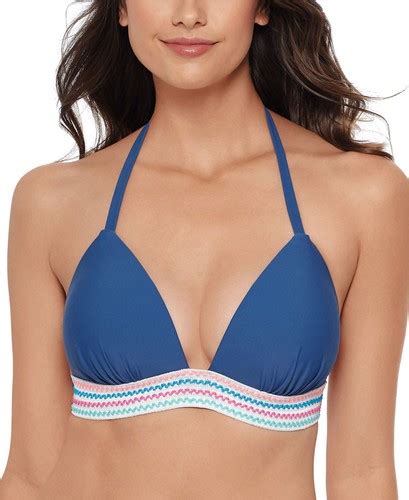 Salt Cove Juniors Banded Push Up Halter Bikini Top X Small Navy EBay