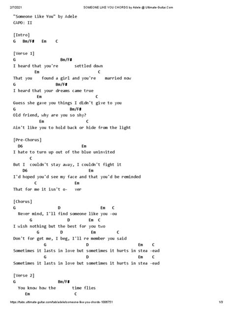 Someone Like You Chords By Adele Pdf Song Structure Songs