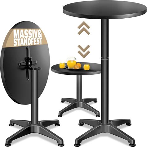 Casaria Table de Bar bistrot Pliable Ronde 60 cm réglable en Hauteur