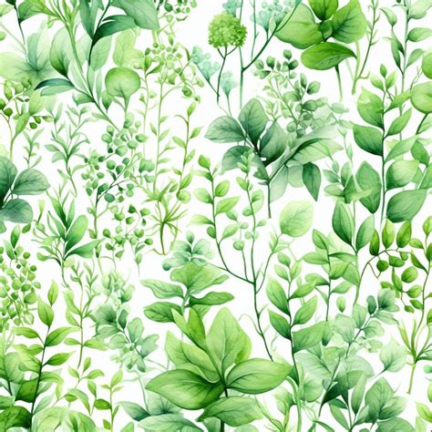 Premium Photo Seamless Watercolor Floral Pattern With Green Leaves And Flowers Generative Ai