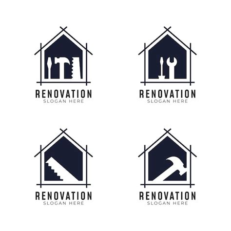 Home Renovation Logo Sammlung Mit Heimwerker Tool Konzept Premium Vektor