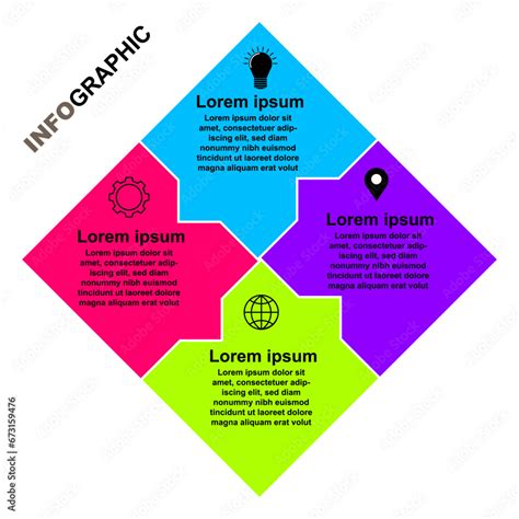 Vector Infographic Flat Template Rectangle With Arrow And Icon For