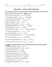 Direct Object Pronouns Spanish Lesson Plans Worksheets Worksheets