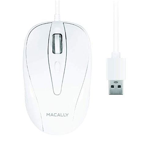 Macally Usb Wired Mouse With 3 Button Scroll Wheel And 5 Foot Long Cord Usb Mouse For Laptop