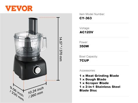 Vevor Food Processor Cup Vegetable Chopper For Chopping Mixing