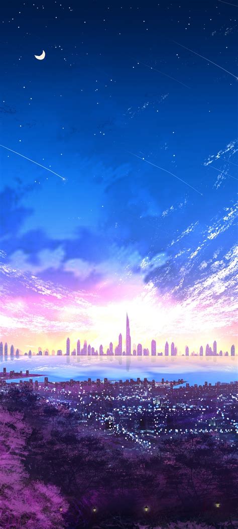 Anime City Sky X Phone Hd Wallpaper