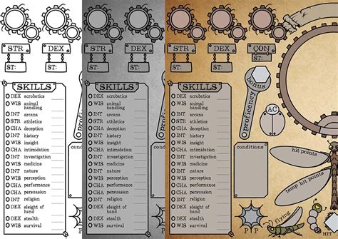 D D E Artificer Character Sheet Blueprint Fillable Pdf Armor