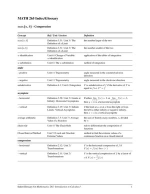 Math Ass 01 Page 1 Revision 15 Mathematics 265 Introduction To Calculus I 1 Assignment 1