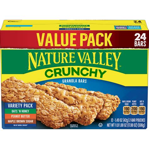 Nature Valley Crunchy Granola Bars, 24 Ct Variety Value Pack, 17.88 Oz ...