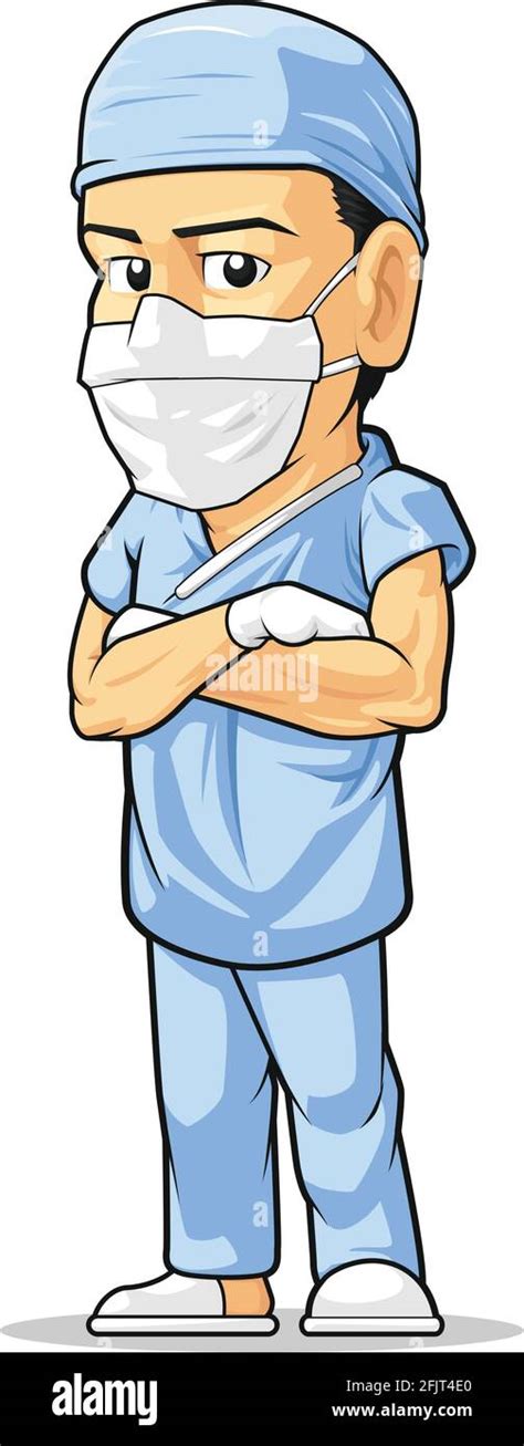 Surgeon Operating Doctor Medical Cartoon Illustration Vector Drawing ...