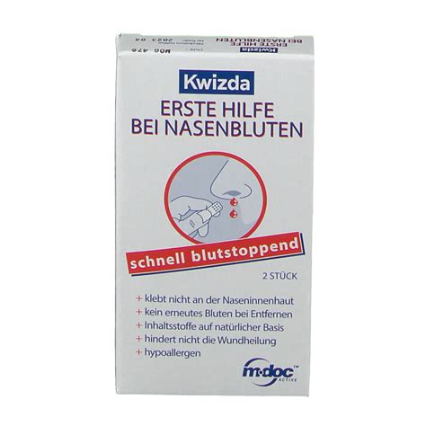 Kwizda Nasenstöpsel Erste Hilfe bei Nasenbluten 2 St Shop Apotheke