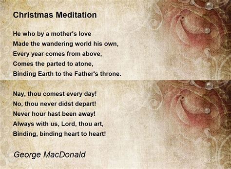 Christmas Meditation - Christmas Meditation Poem by George MacDonald