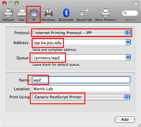 BX:Printing to ipp from OS X - CCGB