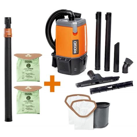 RIDGID 6 Qt. (1.5 Gal.) NXT Backpack Vacuum Cleaner with Filters ...