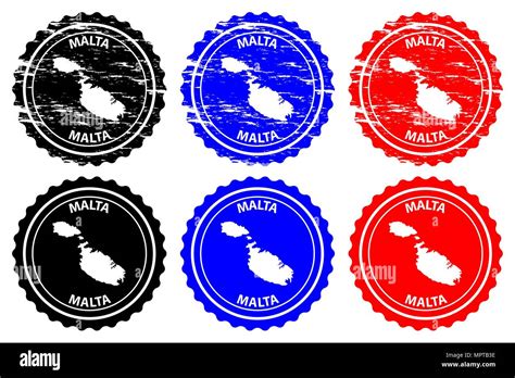 Malta Rubber Stamp Vector Republic Of Malta Map Pattern Sticker