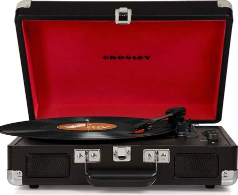 Crosley CR8005D-BK Cruiser Deluxe Portable 3-Speed Turntable with ...