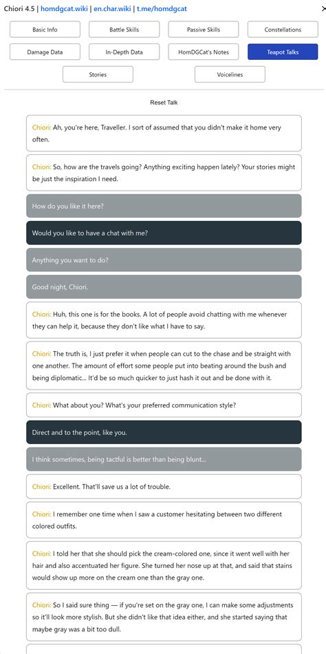 [HomDGCat 4.5 Live] Chiori Teapot Talk Showcase & Story Quest Gift : r