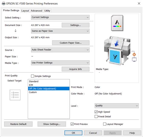 TexPrint Paper Settings for Epson F570 : Advanced Support Portal