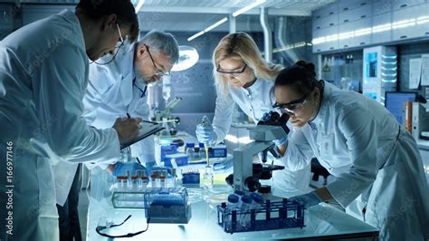 Team Of Medical Research Scientists Collectively Working On A New