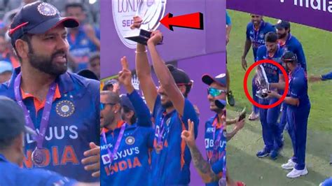 Rohit Sharmas Heart Winning Gesture During Trophy Celebration After