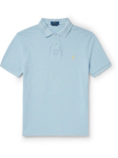 Polo Ralph Lauren Logo Embroidered Cotton Piqué Polo Shirt Blue Polo Ralph Lauren