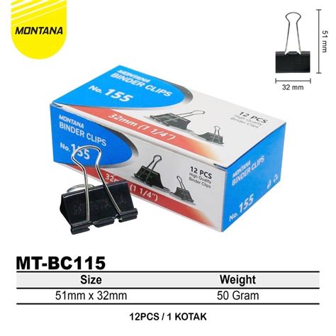 Jual 1Box Binder Clip Montana Penjepit Kertas Hitam Binder Clip Hitam