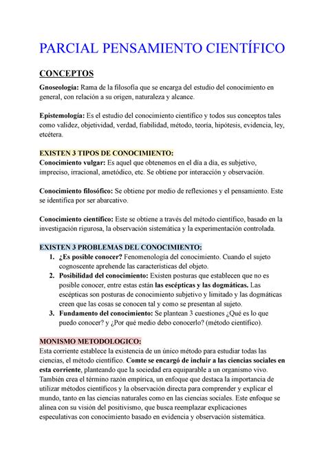 Parcial Pensamiento Cientifico PARCIAL PENSAMIENTO CIENTÍFICO