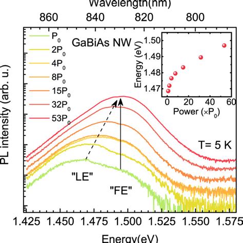 Excitation Power Dependence Of PL Spectra From A Single WZ GaBiAs NW