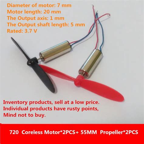 2pcs Lot Dm008 720 Coreless Motor With 55mm Propeller Moving Coil