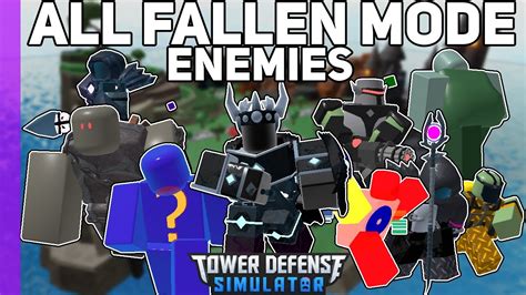 All Fallen Mode Enemies Tower Defense Simulator Youtube