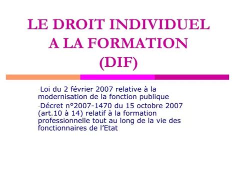 Ppt Le Droit Individuel A La Formation Dif Powerpoint Presentation