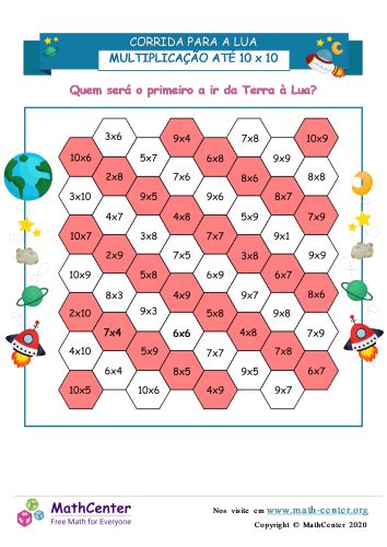 Corrida Da Multiplicação - Corrida Até A Lua - Multiplicação Até 10X10 | Jogos | Math Center