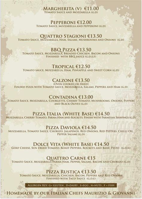 Menu at Brooks Cafe Bar, Carlow