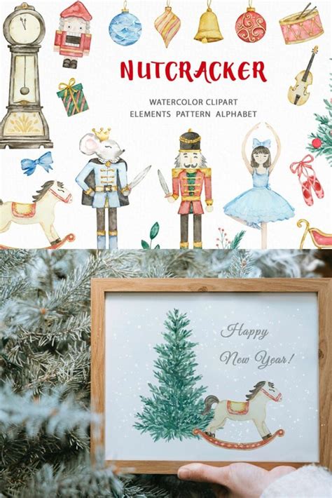 Watercolor Christmas Nutcracker Set Masterbundles