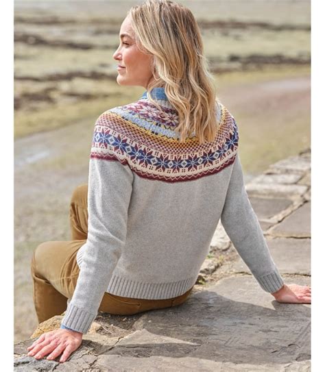 Grey Multi Yoke Fairisle Jumper WoolOvers UK