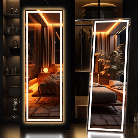Hasipu Full Length Mirror with Lights, 56" x 20" LED Floor Mirror for