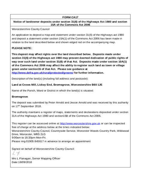 Ca Notice Of Landowner Deposit Under Section Doc Template