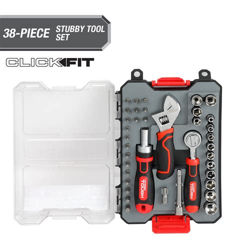 Hyper Tough 38 Piece Stubby Tool Set In Click Fit™ Case 42031cf