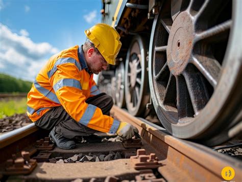 Arafed Man In A Yellow Hardhath Working On A Train Track Generative Ai