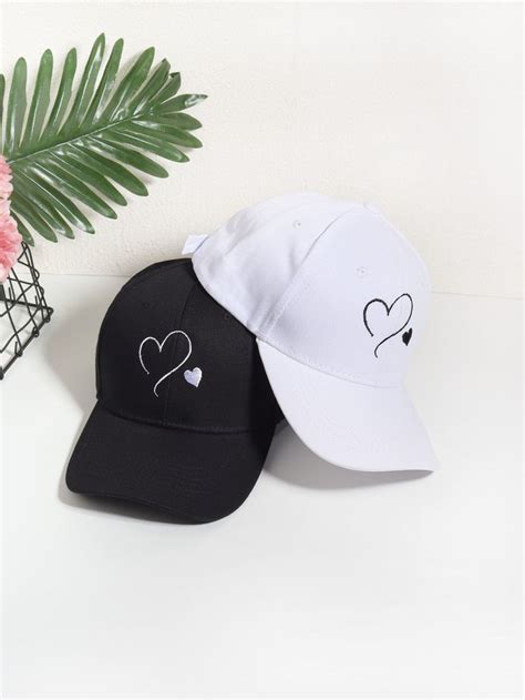 2 piezas Gorra de béisbol con bordado de corazón en 2024 Gorras