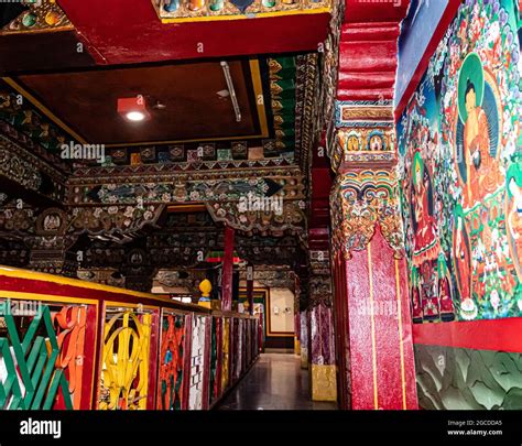 old buddhist monastery decorated wall from low angle image is taken at ...