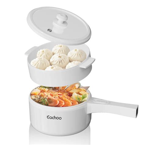 CACHOO Hot Pot Electric with Steamer Rapid Noodles Electric Pot L Non Stick Sauté Pan