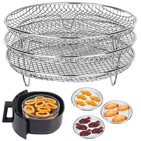 3pcs Round Air Fryer Racks Stackable Air Fryer Racks For 42qt 58qt