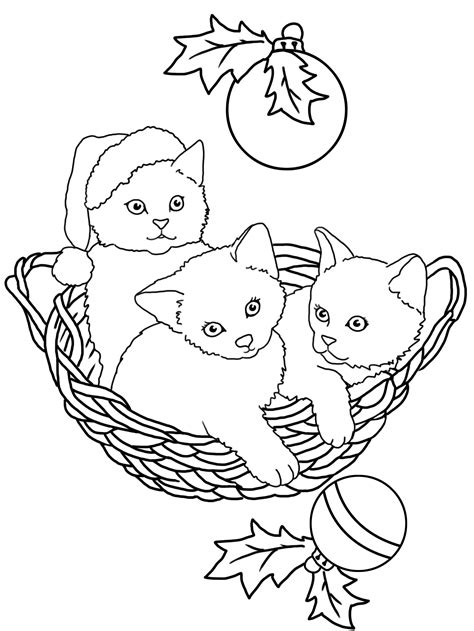 Printable Christmas Cat Coloring Pages