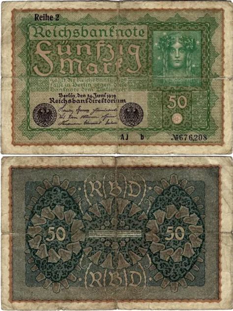 REICHSBANKNOTE 50 MARK 1919 Berlin Reichsbank DEU 71b Ro 62b P 66 2