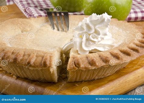 Crunchy Apple Pie with Whipped Cream Stock Image - Image of pastry ...