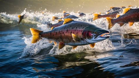 Underwater View Of Spawning Salmon In River Stock Illustration Illustration Of Beautiful