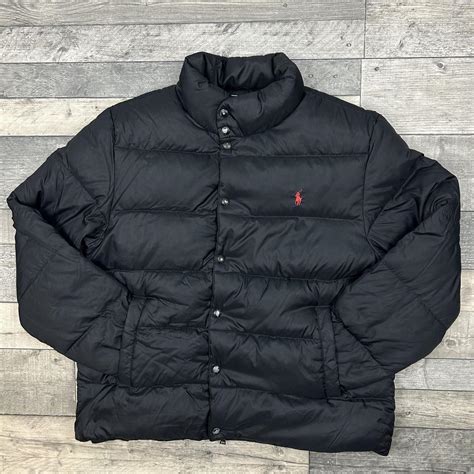 Ralph Lauren Puffer Coat In Black With Amazing Red Depop